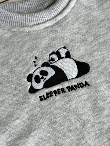Sleeper Panda Nakış Detaylı %100 Pamuklu Sweatshirt