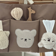 Nakış Detaylı Keten Kumaş Bebek Çocuk Yatak Beşik Kenarı Organizeri