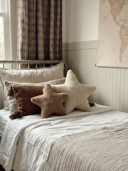 Stars Yıldız Çocuk ve Bebek Odası Yastık 2'li Ekru-A.Kahve