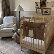 Miffy Nakış Detaylı Keten Kumaş Bebek Çocuk Yatak Beşik Kenarı Organizeri