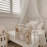 Miffy Nakış Detaylı Keten Kumaş Bebek Çocuk Yatak Beşik Kenarı Organizeri